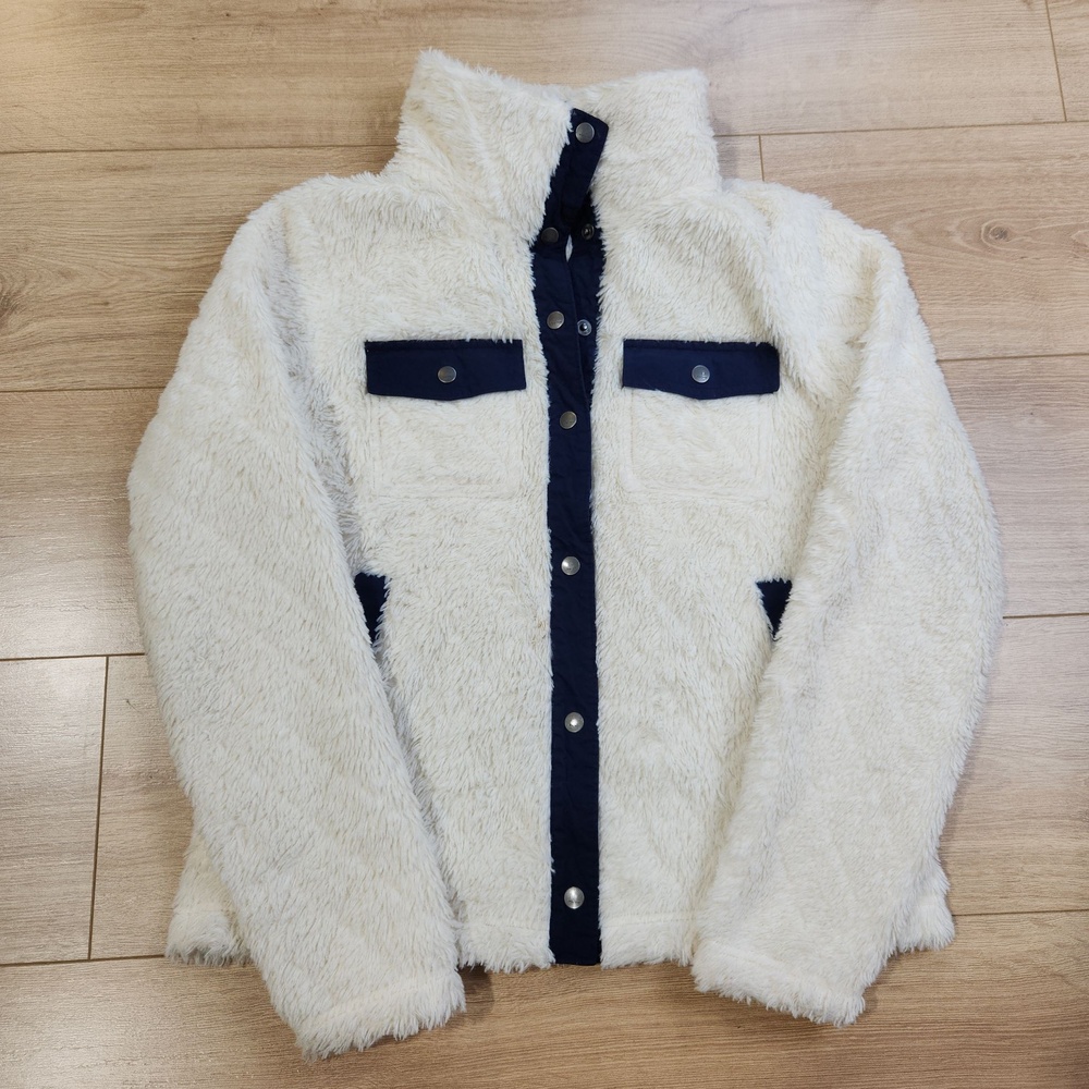 Marmot Janna Fleece Jacket Womens Small White Fuzzy Sherpa Pockets Outdoor